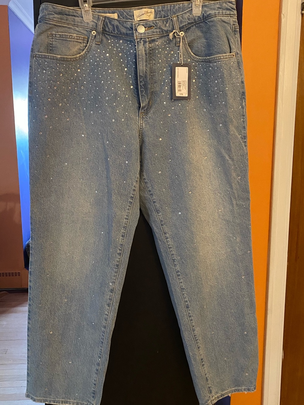 Universal Thread 90s Style Light Blue Denim Jeans with Rhinestones